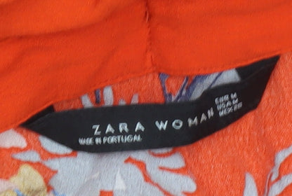 Womens UK Size M Zara Orange Tunic Blouse