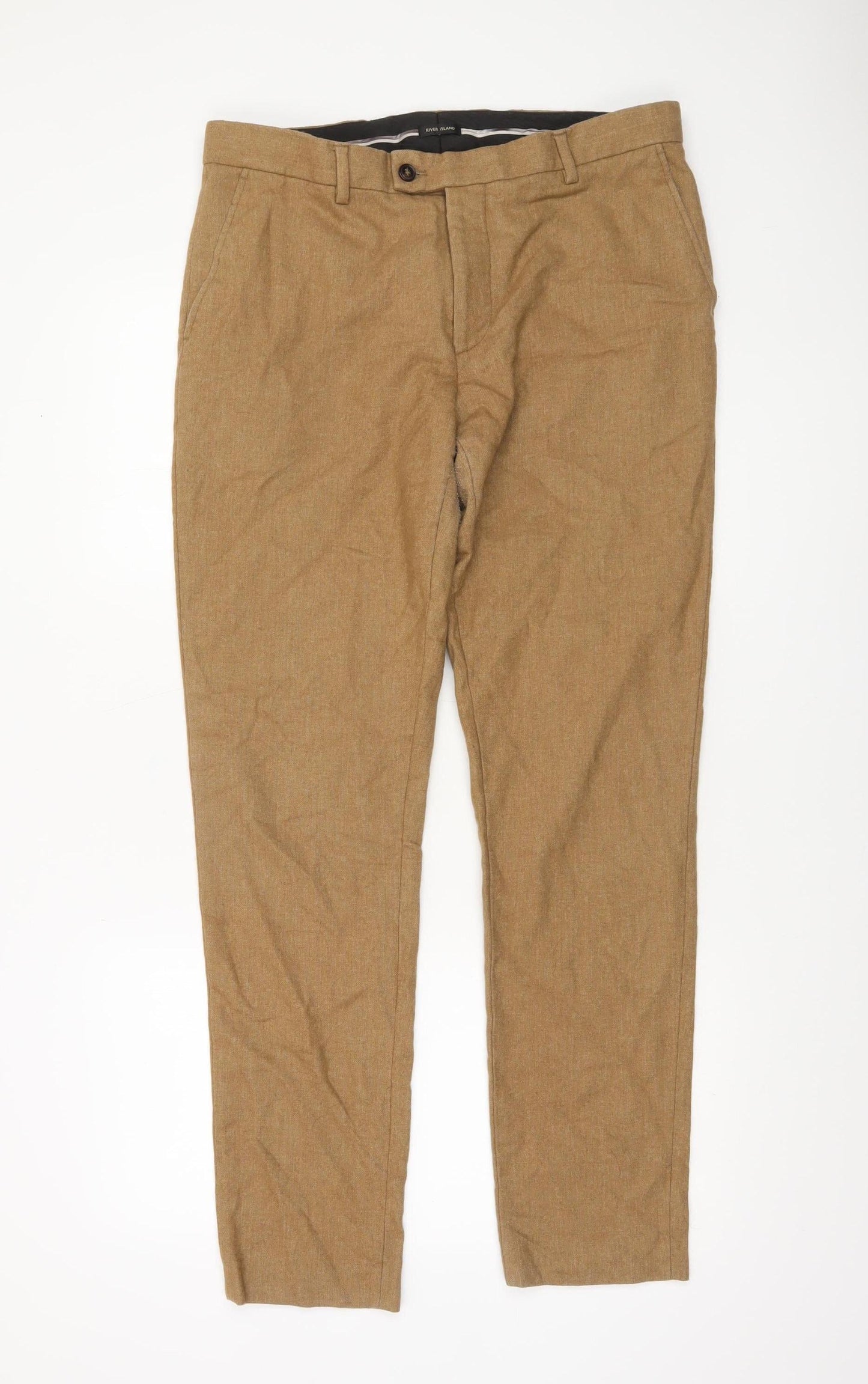 Mens UK Size L River Island Slim Fit Chino Beige Trousers