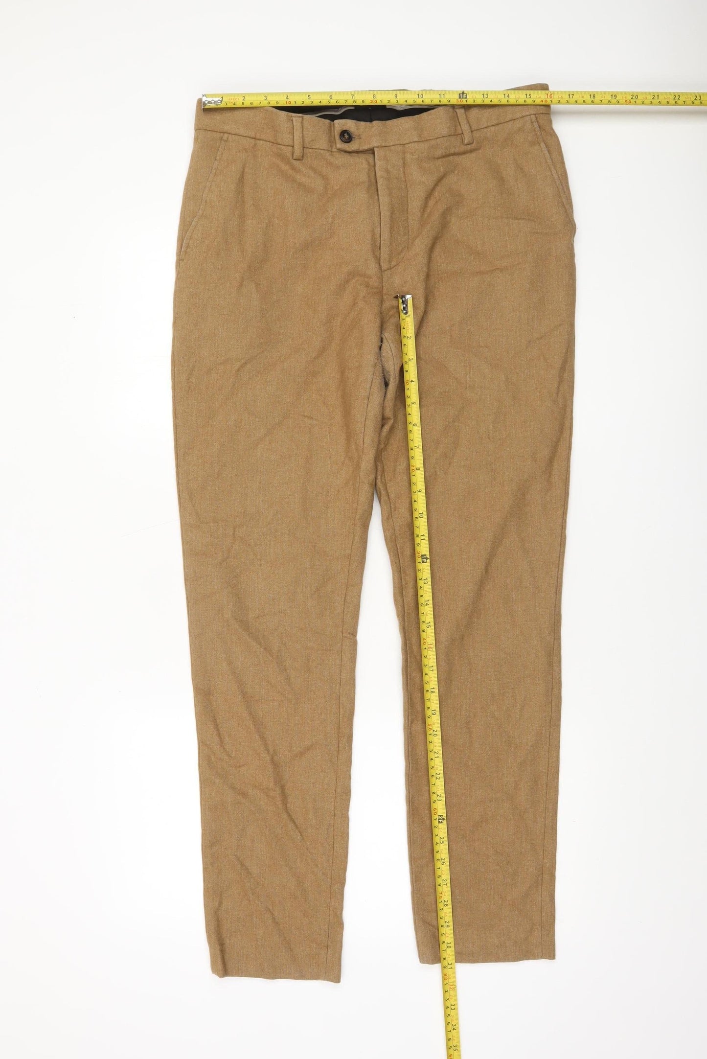 Mens UK Size L River Island Slim Fit Chino Beige Trousers