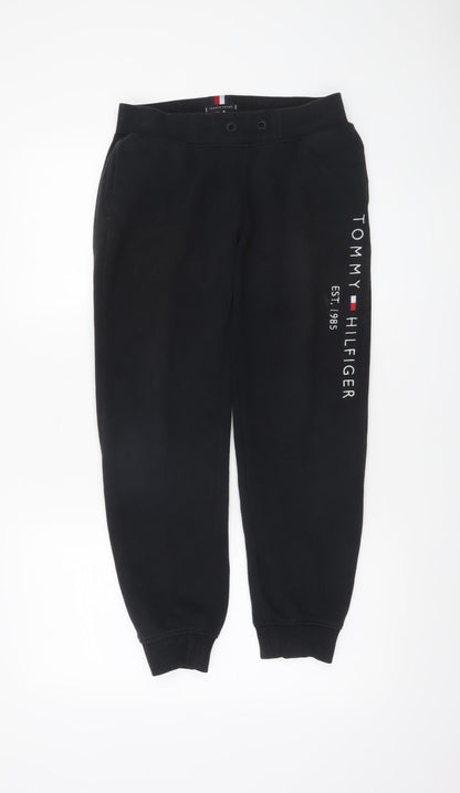 Boys UK Size 164 Tommy Hilfiger Regular Fit Jogger Black Trousers