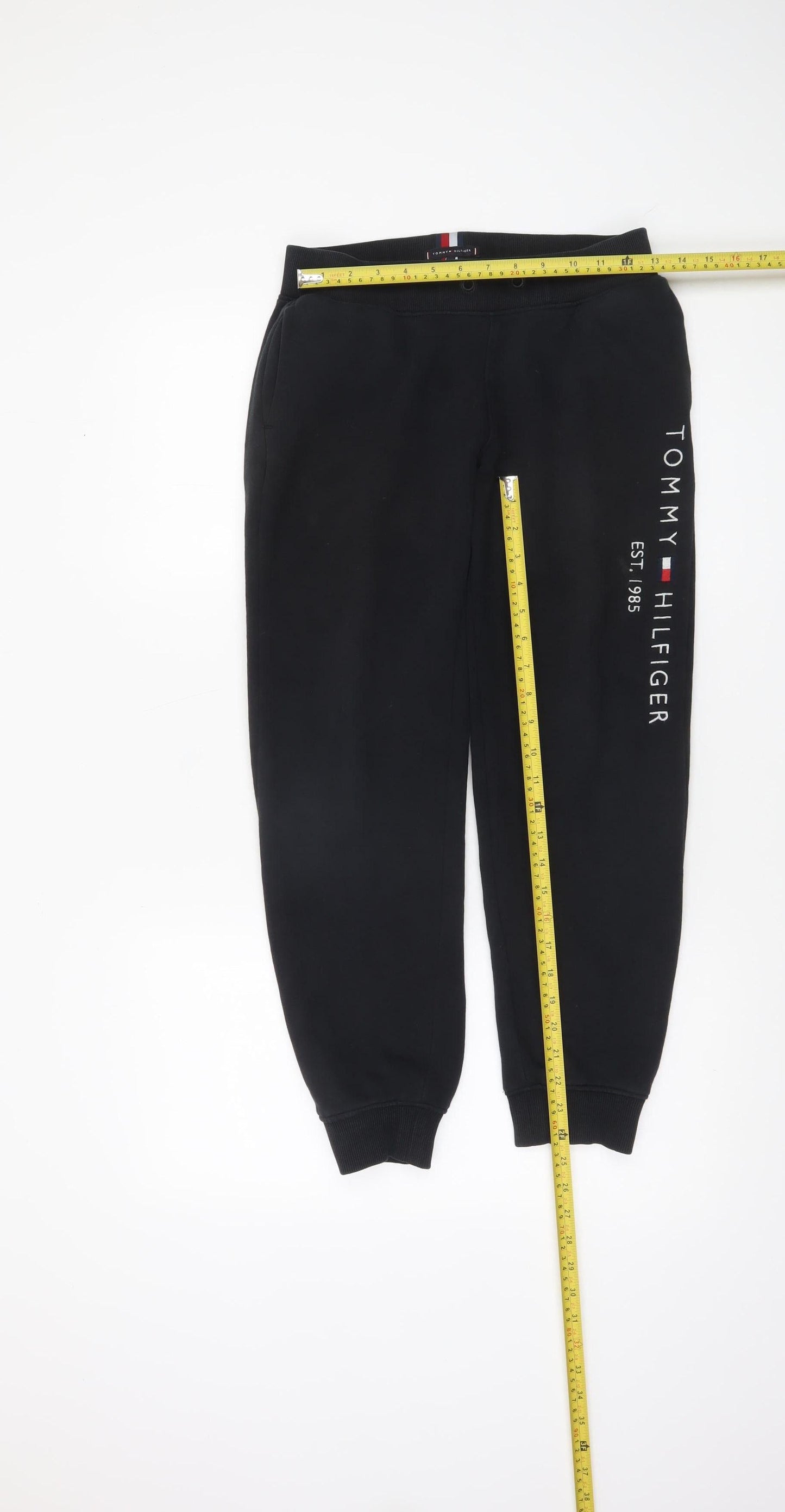 Boys UK Size 164 Tommy Hilfiger Regular Fit Jogger Black Trousers