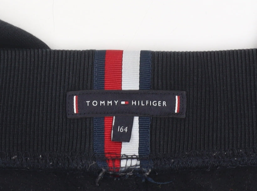 Boys UK Size 164 Tommy Hilfiger Regular Fit Jogger Black Trousers