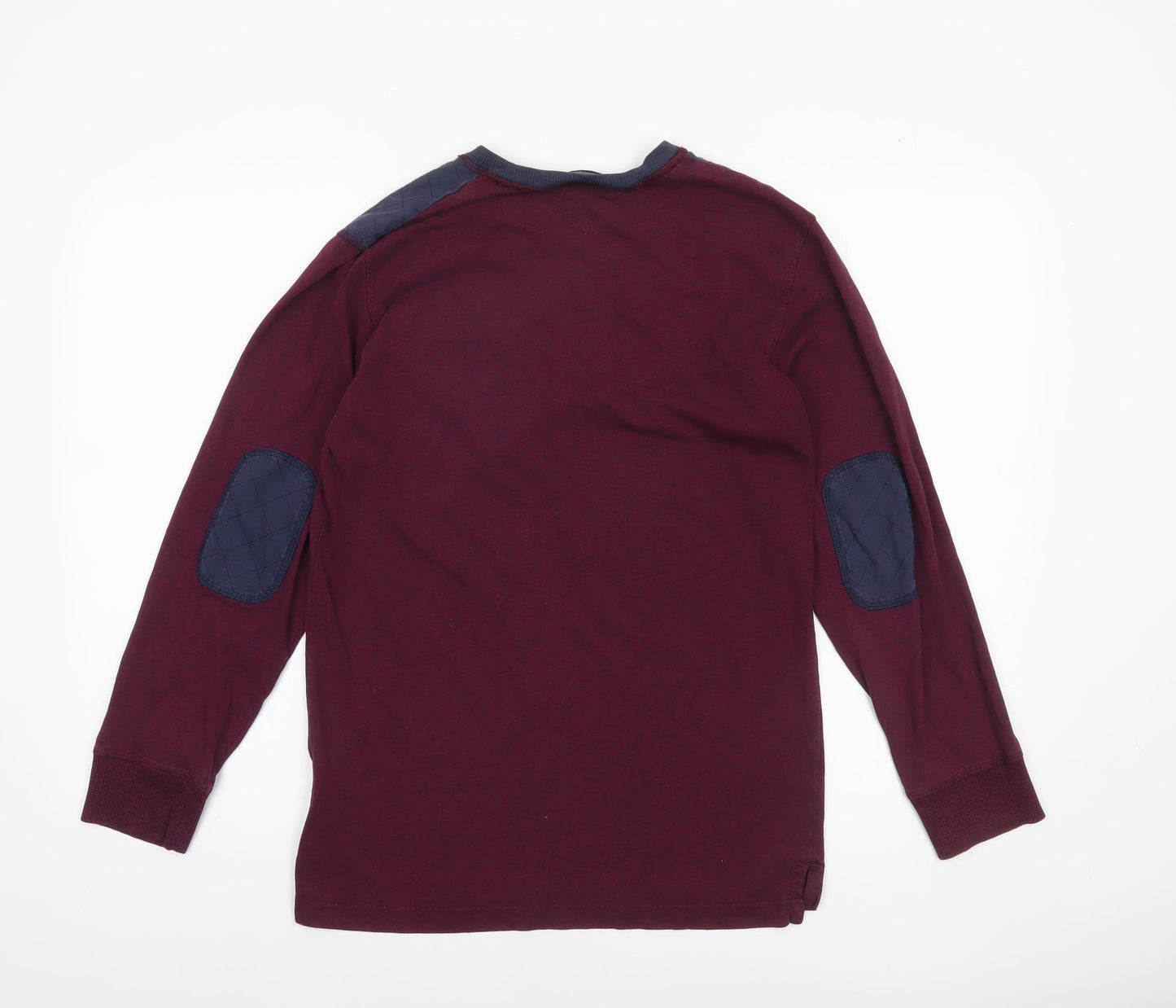 Tommy Hilfiger Men's XL Burgundy Quilted Shoulder Cotton Long Sleeve Top