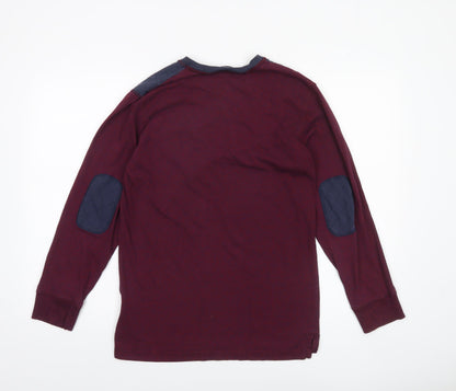 Tommy Hilfiger Men's XL Burgundy Quilted Shoulder Cotton Long Sleeve Top