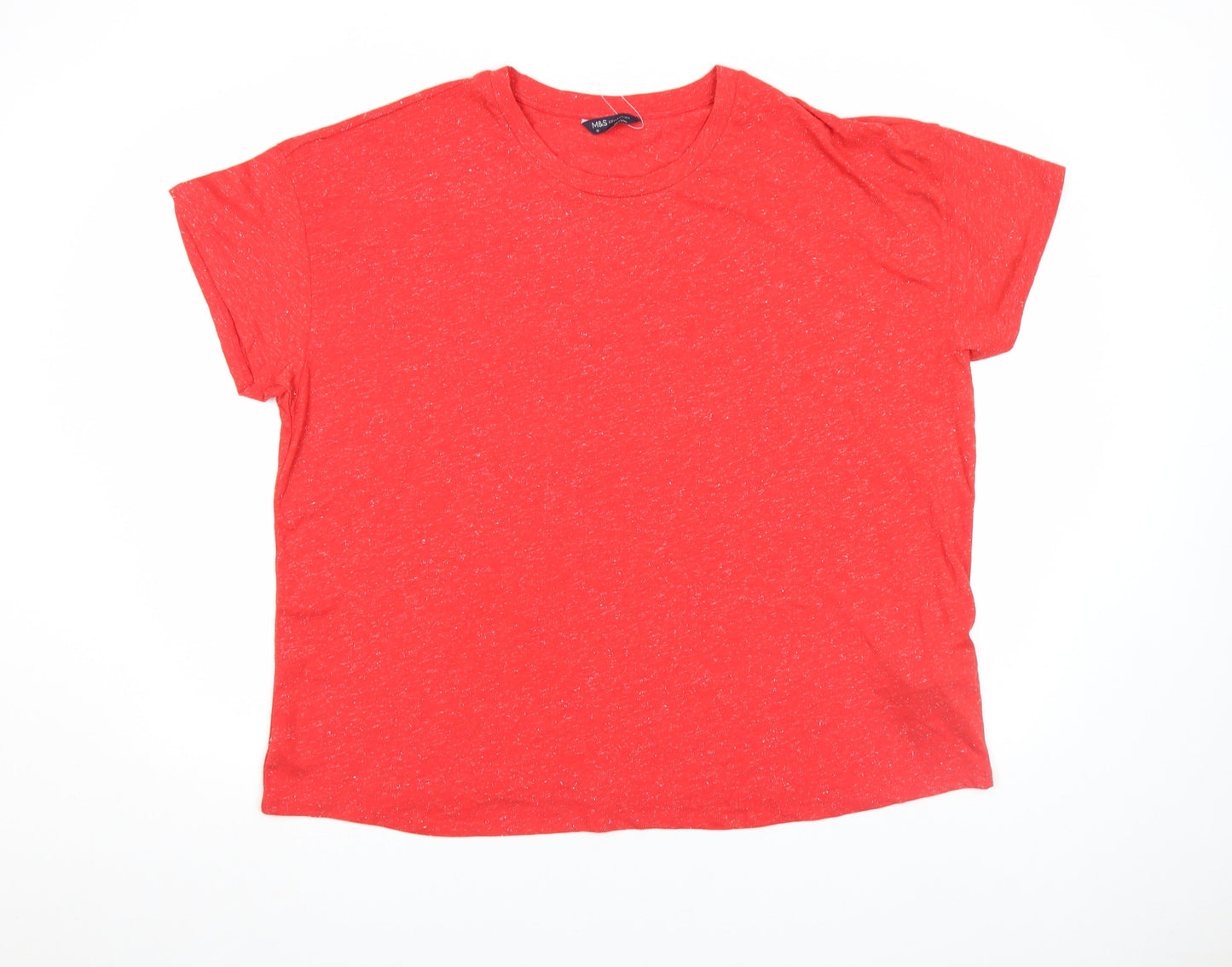 Marks and Spencer Women's Red Glitter Short Sleeve T-Shirt Size 22