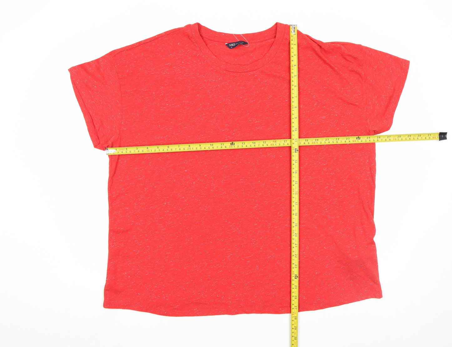 Marks and Spencer Women's Red Glitter Short Sleeve T-Shirt Size 22