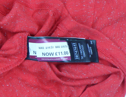Marks and Spencer Women's Red Glitter Short Sleeve T-Shirt Size 22