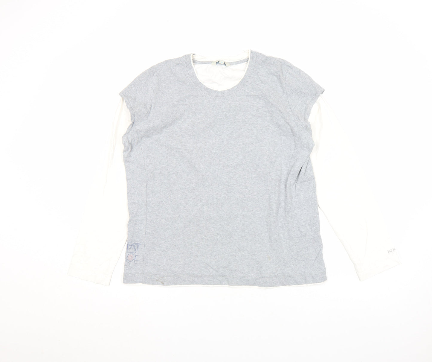 Womens UK Size 18 Fat Face Grey Basic T-Shirt