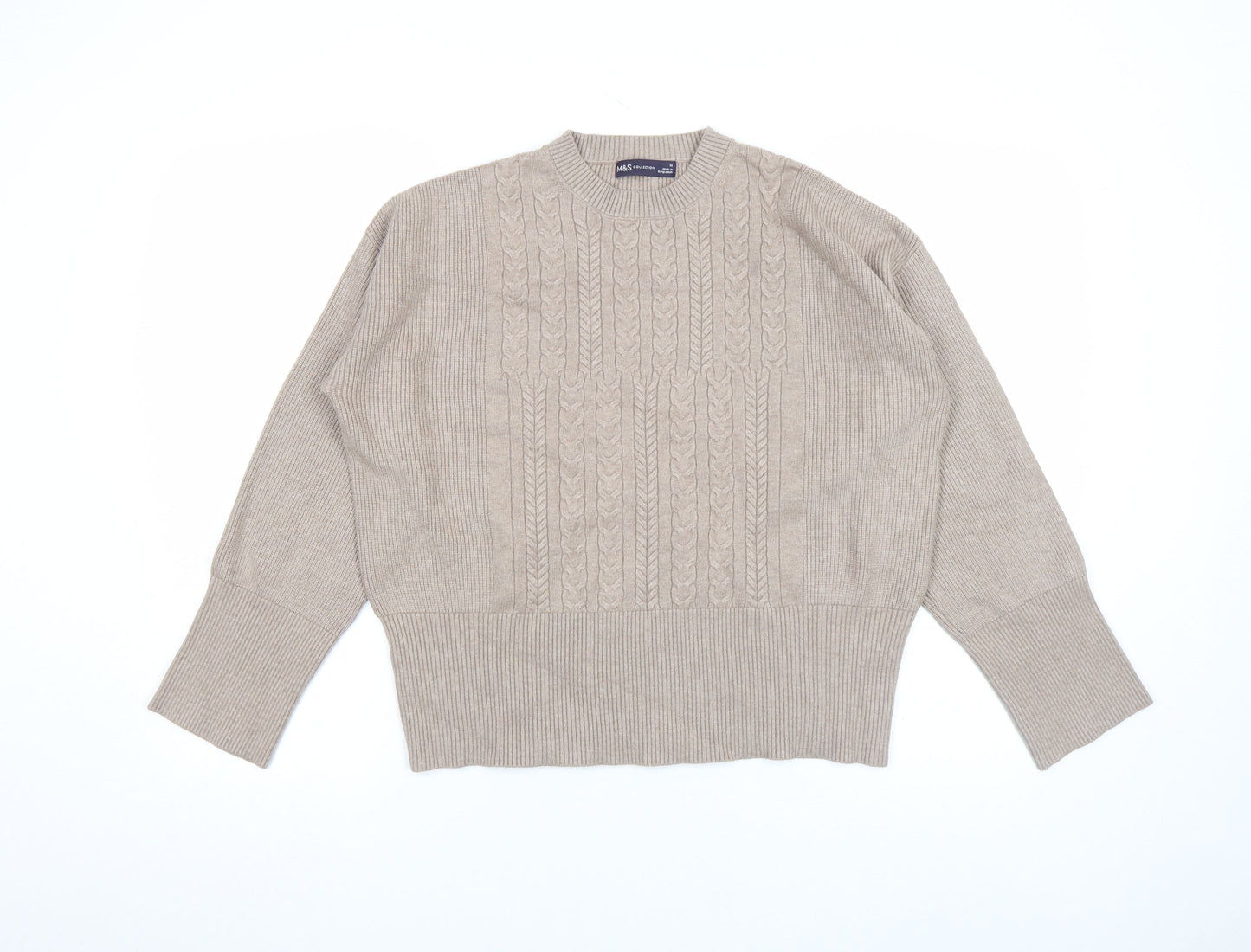 Womens UK Size M Marks and Spencer Beige Pullover Jumper
