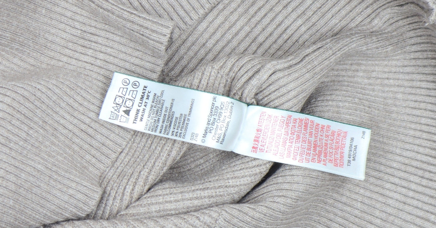 Womens UK Size M Marks and Spencer Beige Pullover Jumper