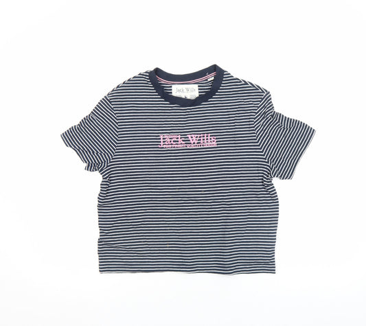 Womens UK Size 6 Jack Wills Blue Cropped T-Shirt