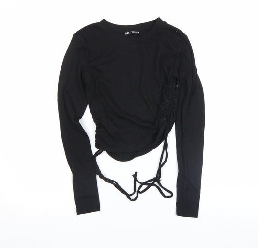 Womens UK Size M Zara Black Cropped T-Shirt