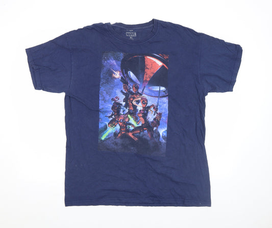 Mens UK Size XL Marvel Blue  T-Shirt