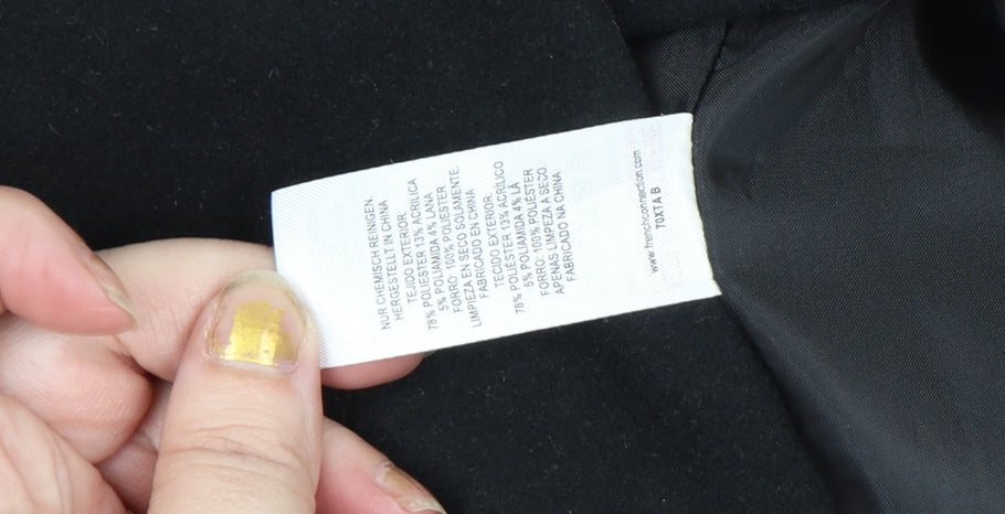 Womens UK Size S French Connection Black Overcoat