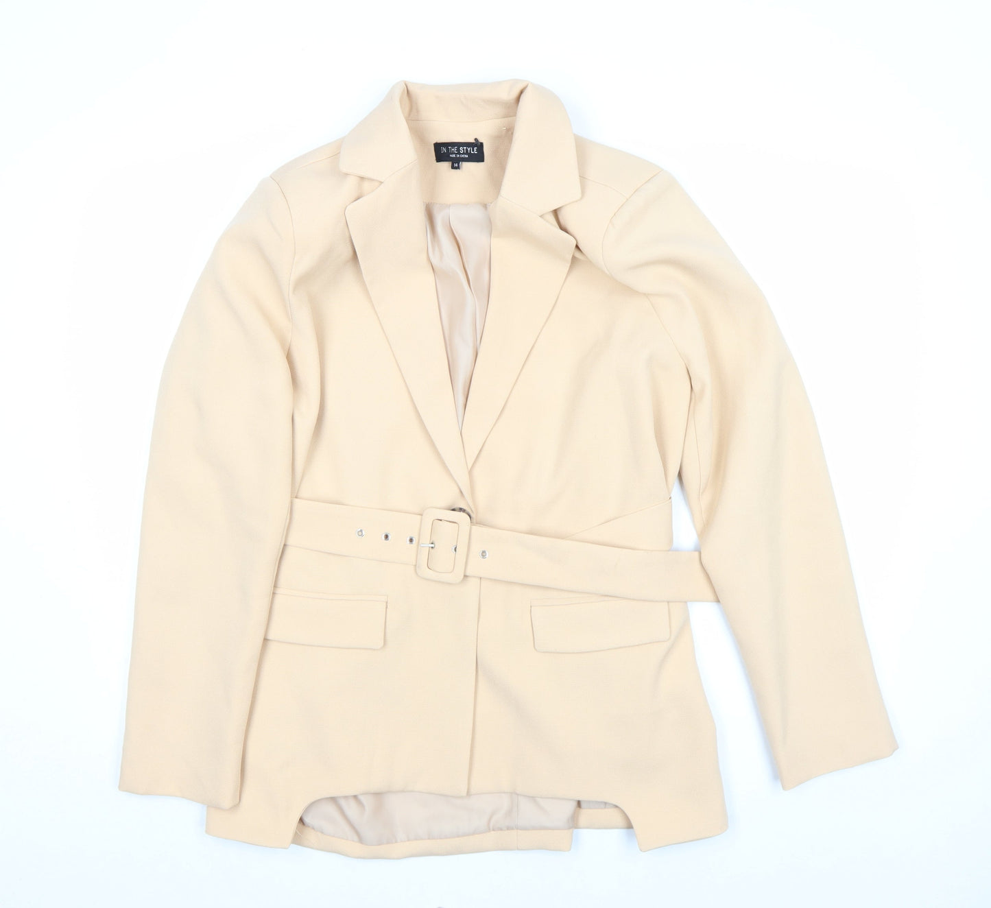 Womens UK Size 14 In the Style Beige Basic Jacket