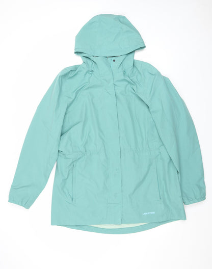 Womens UK Size M Lands' End Green Rain Coat
