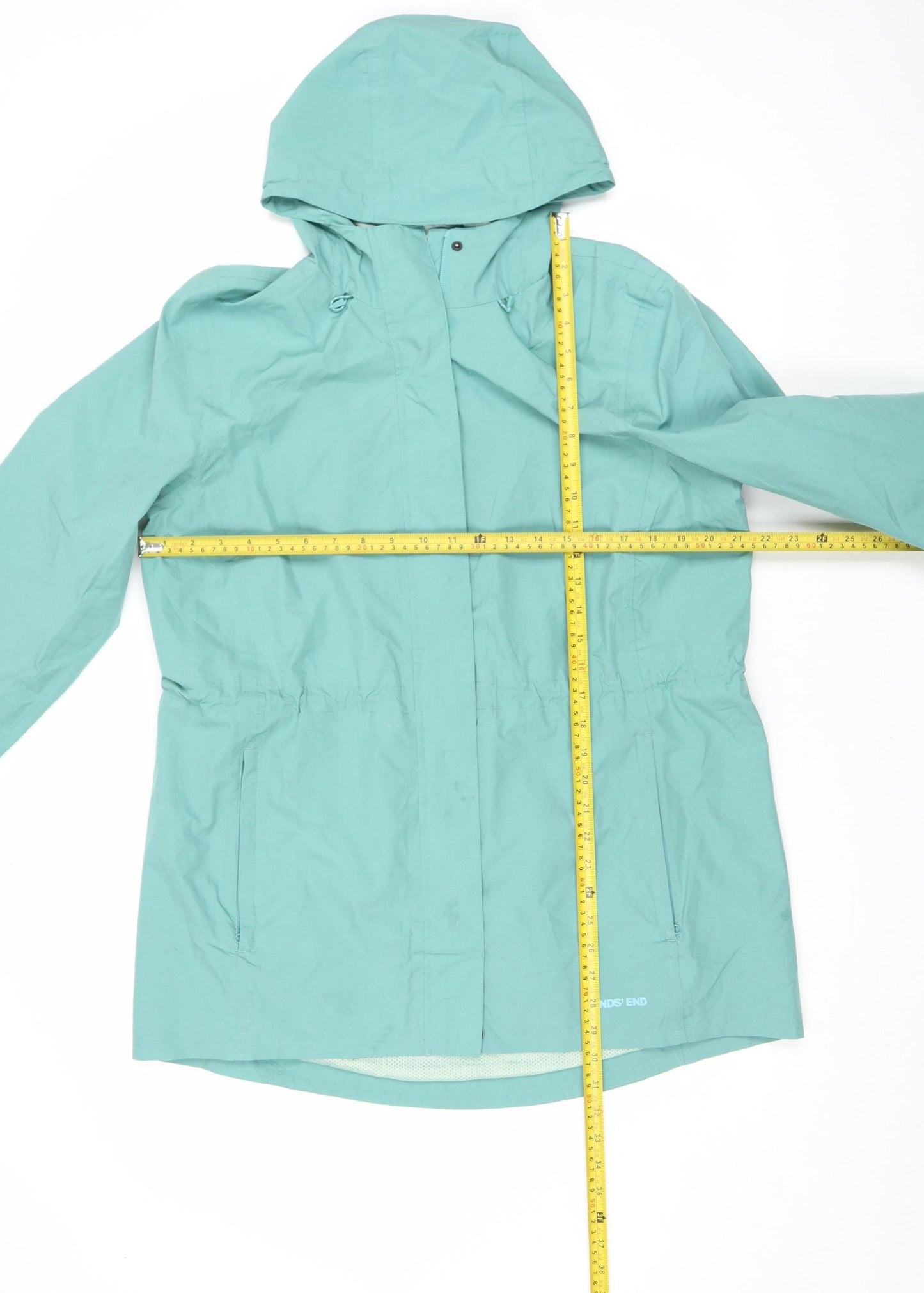 Womens UK Size M Lands' End Green Rain Coat