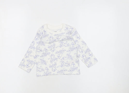 Primark Disney Bambi White Baby Long Sleeve Cotton T-Shirt 6-9 Months
