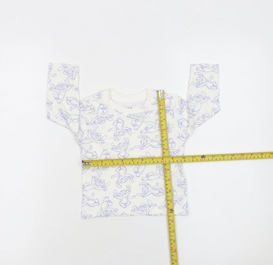Primark Disney Bambi White Baby Long Sleeve Cotton T-Shirt 6-9 Months