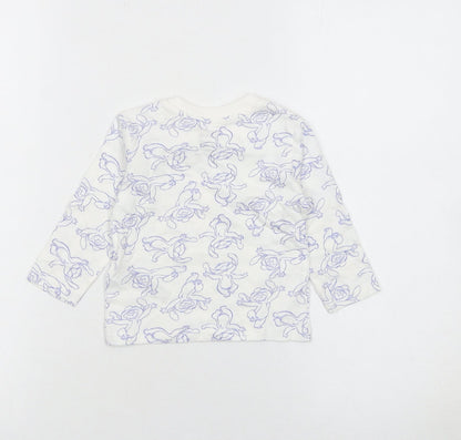 Primark Disney Bambi White Baby Long Sleeve Cotton T-Shirt 6-9 Months