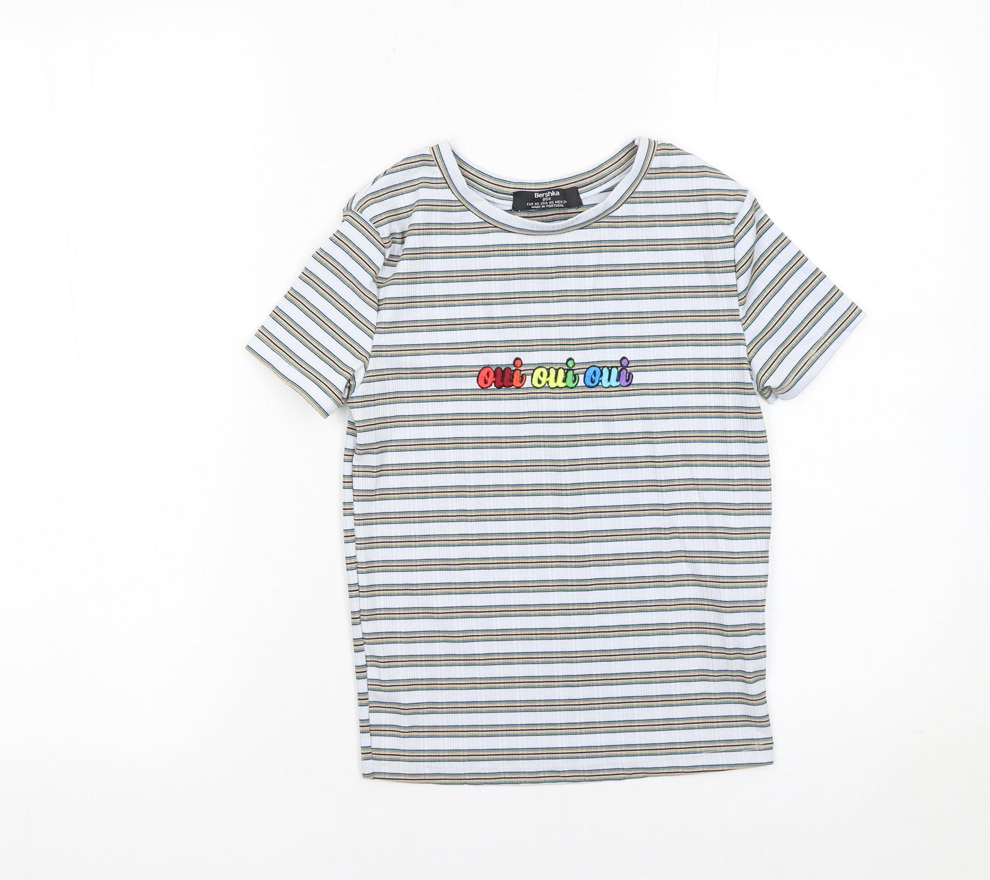 Womens UK Size XS Bershka Multicoloured Basic T-Shirt