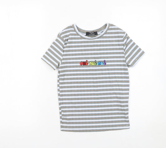 Womens UK Size XS Bershka Multicoloured Basic T-Shirt