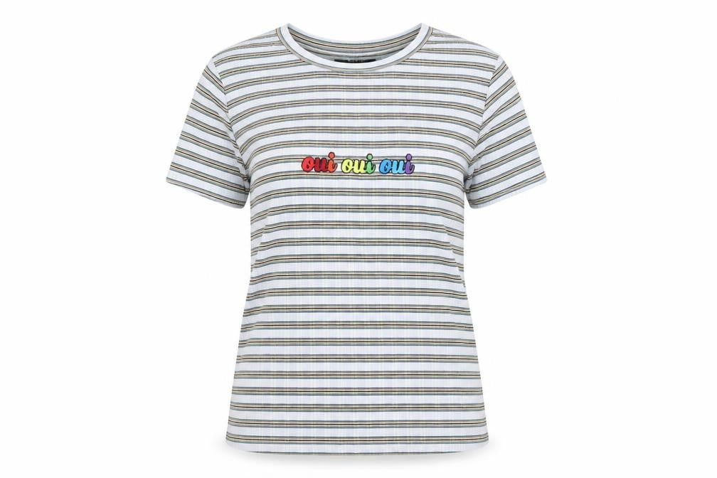 Womens UK Size XS Bershka Multicoloured Basic T-Shirt