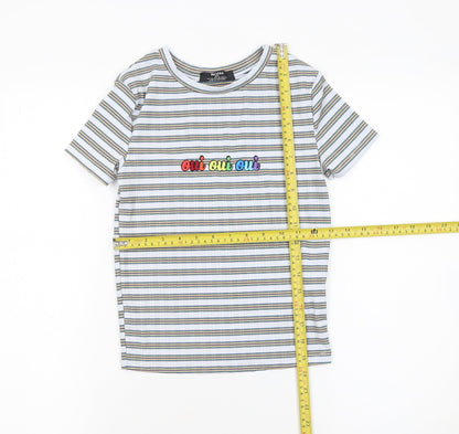 Womens UK Size XS Bershka Multicoloured Basic T-Shirt