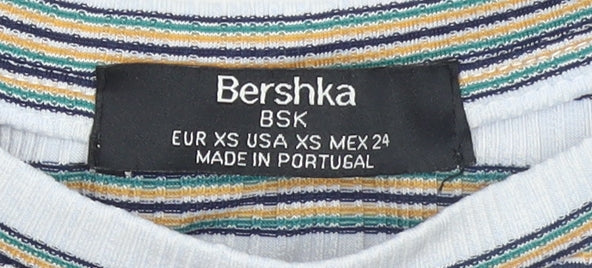 Womens UK Size XS Bershka Multicoloured Basic T-Shirt