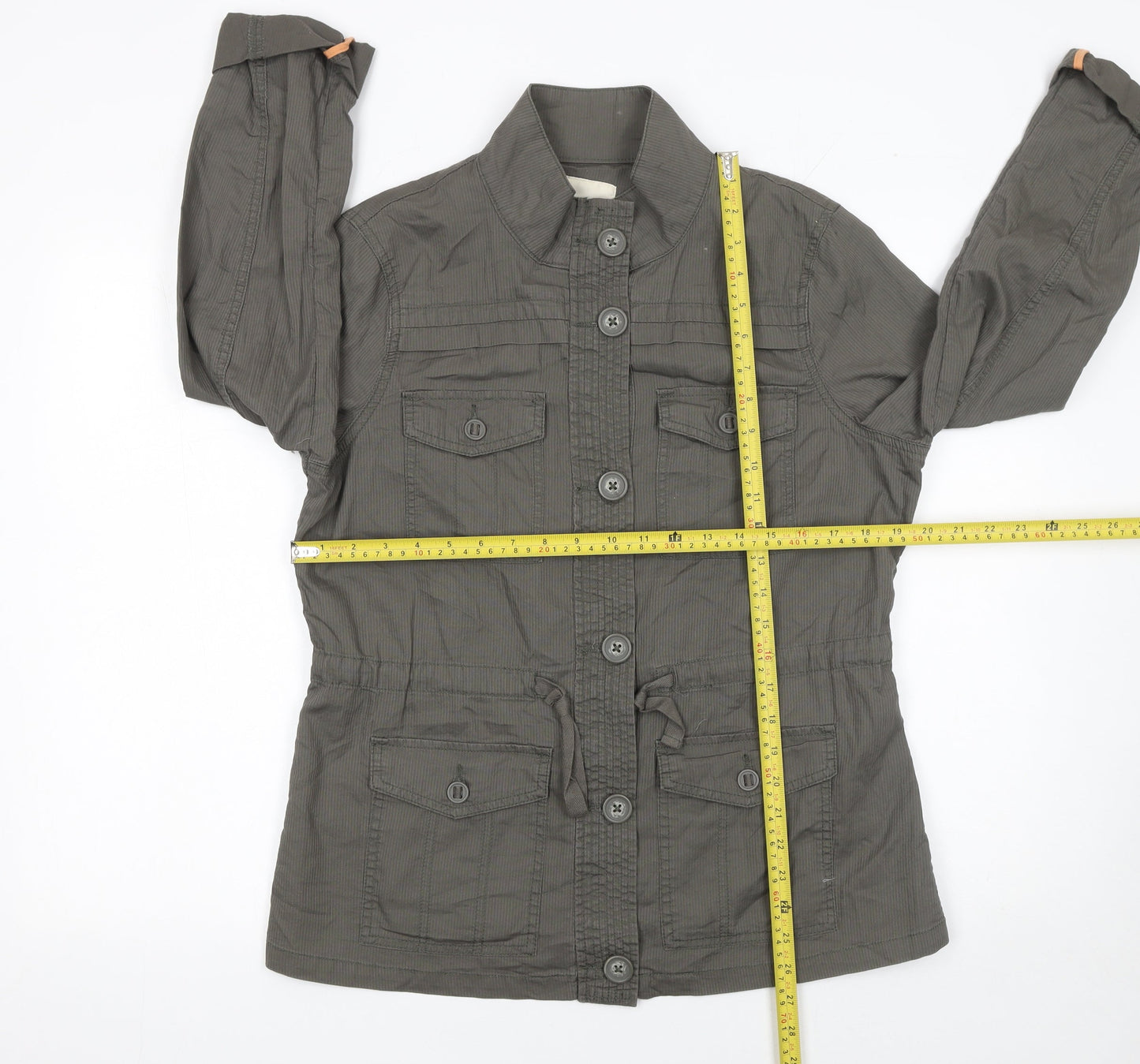 Debenhams Women’s Grey Cotton Military Jacket Size 14