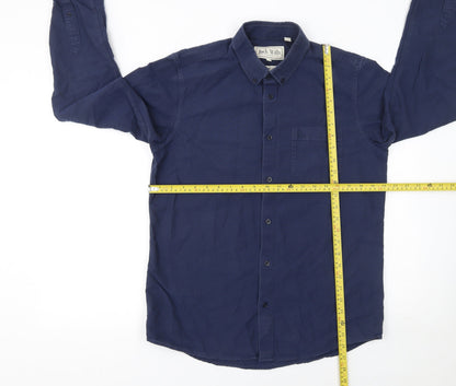 Jack Wills Men's Blue Medium Button-Down Cotton Shirt
