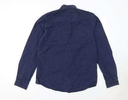 Jack Wills Men's Blue Medium Button-Down Cotton Shirt