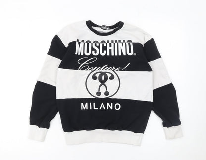 Moschino Teen Boys Black & White Striped Logo Sweatshirt 12 Years