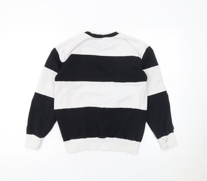 Moschino Teen Boys Black & White Striped Logo Sweatshirt 12 Years