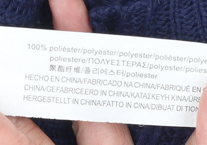 Pull&Bear Men’s Blue Chunky-Knit Striped Jumper Size S