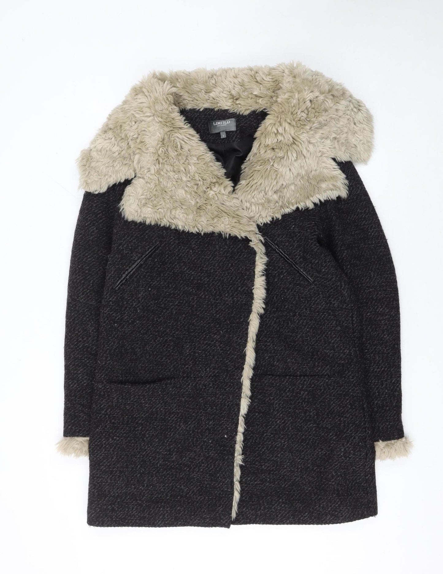 Womens UK Size 12 Marks and Spencer Black Overcoat