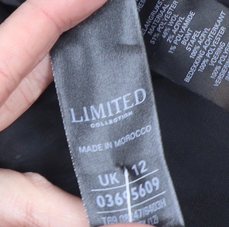 Womens UK Size 12 Marks and Spencer Black Overcoat