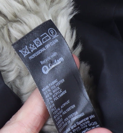 Womens UK Size 12 Marks and Spencer Black Overcoat