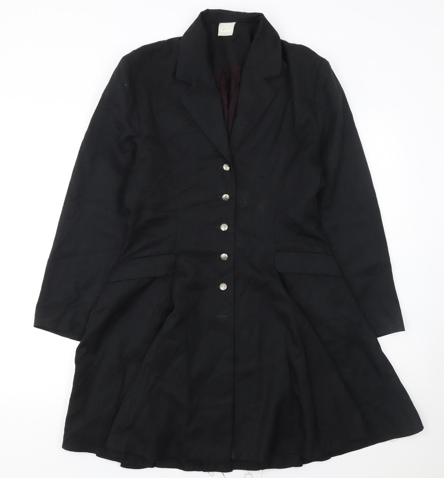 Womens UK Size 12 Charlotte Halton Black Overcoat