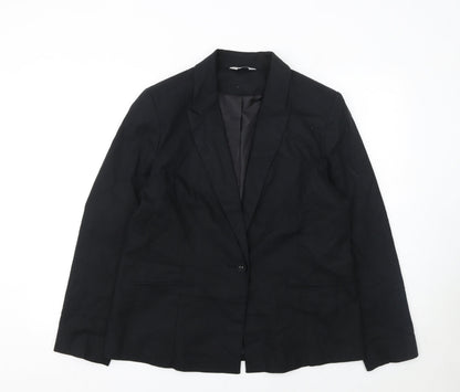 Classic Women's Black Blazer Jacket Size 16 Single Breasted Tailored Workwear