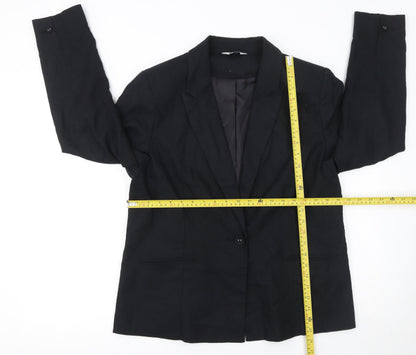 Classic Women's Black Blazer Jacket Size 16 Single Breasted Tailored Workwear