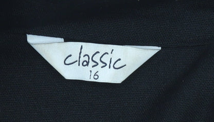 Classic Women's Black Blazer Jacket Size 16 Single Breasted Tailored Workwear