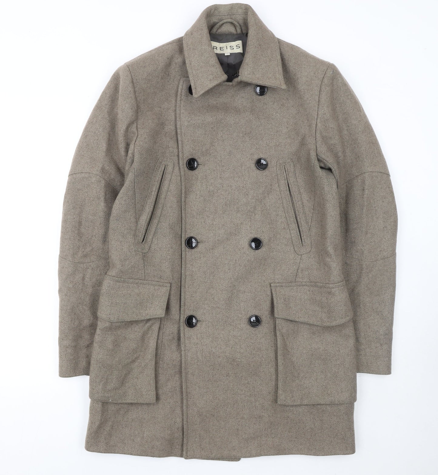 Womens UK Size S Reiss Beige Pea Coat