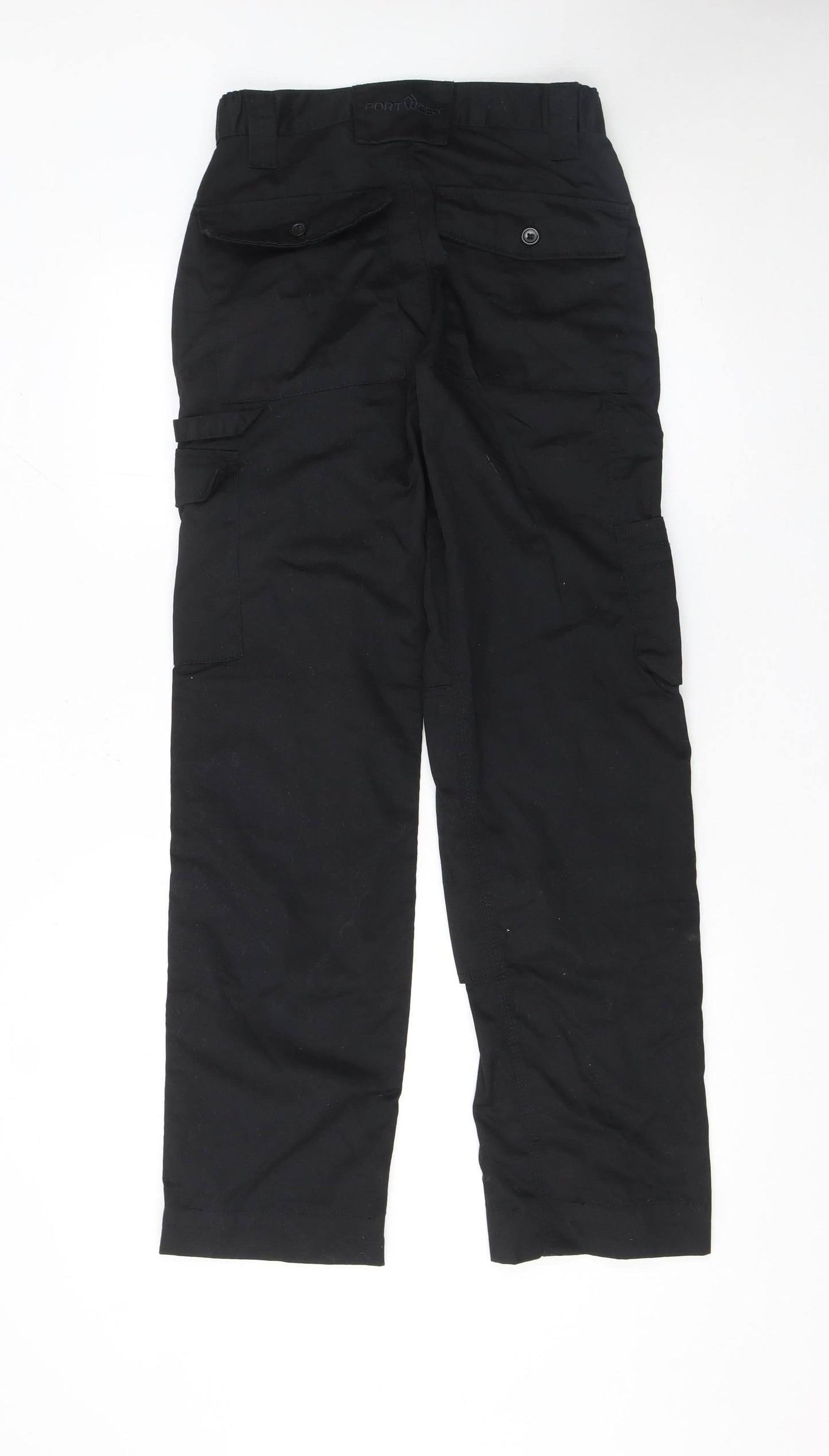Mens UK Size 28 in Portwest Regular Fit Cargo Black Trousers