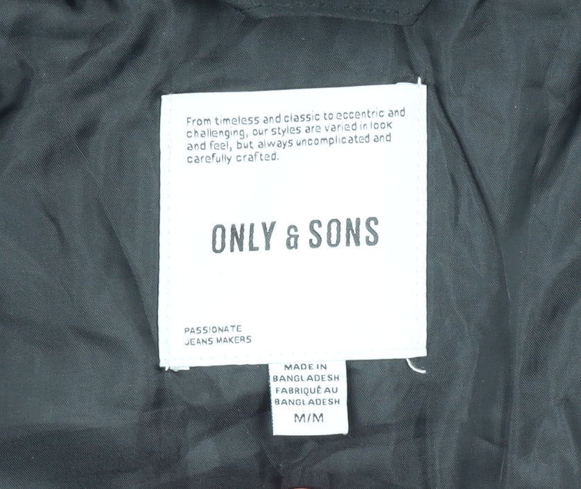 Mens UK Size M ONLY & SONS Black Puffer Jacket