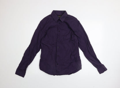 River Island Men's Purple Cotton Long Sleeve Button-Up Shirt Size S
