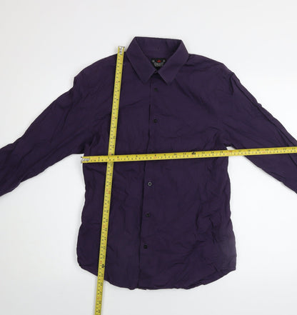 River Island Men's Purple Cotton Long Sleeve Button-Up Shirt Size S