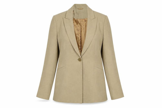 Front view of Principles Petite Beige Single-Breasted Blazer Jacket, size 10