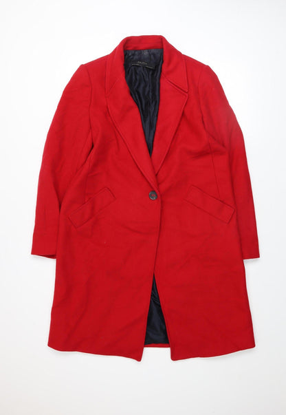 Womens UK Size 12 Zara Basic Red Overcoat