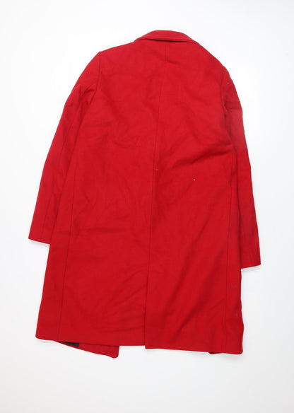 Womens UK Size 12 Zara Basic Red Overcoat